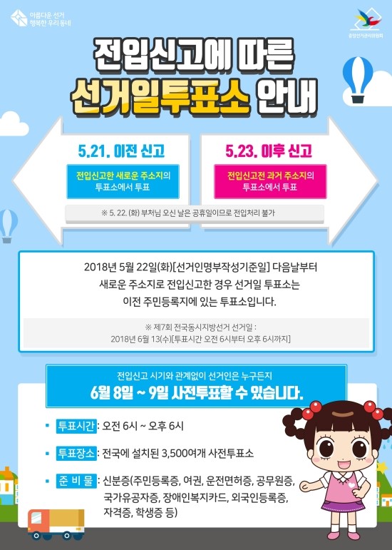 전입신고에 따른 선거일투표소 안내